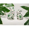 Fine Ceramic Shamrock Prints Design White Bunny Rabbit Salt &
