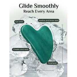 Rena Chris Gua Sha Facial Tools: Jade Stone Guasha Tool for Face Acupuncture Therapy, Facial Massager for Jawline Sculpting and Puffiness Reducing (Green)