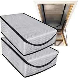 Storystore 2 Pack Attic Door Insulation Cover 25" x 54" x 11" - Energy Saving Attic Stairs Insulation Cover - Attic Tent with Access Zipper - Fire Proof Attic Cover Stairway Insulator