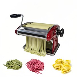 Stainless Steel Manual Noodle Maker with 2mm & 4mm Cutting Blades - Durable Hand Crank Pasta Machine for Homemade Noodles