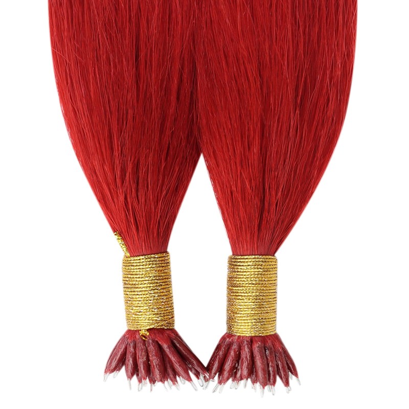 YoungSee 20inch Nano Beads Hair Extensions Red Nano Loop Hair