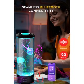Brewish Jellyfish Lamp with 20W Bluetooth Speaker (Upgraded Motor 2025), 16 Color Changing Mood Lamp, 5 Modes Aquarium Night Light for Kids, Gift for Adults, Kids, Sensory Lights for Autistic Children