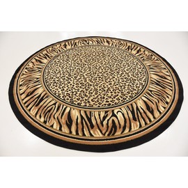 Unique Loom Wildlife Collection Animal Inspired with Cheetah Bordered Design Area Rug, 8 ft, Ivory/Black