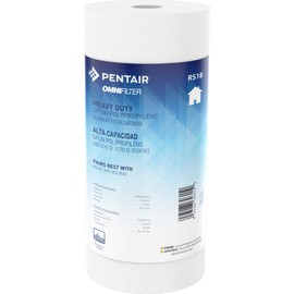 Pentair OMNIFilter RS18 Sediment Water Filter, 10-Inch, Whole House Heavy Duty Big Blue Spun Polypropylene Replacement Cartridge, 10" x 4.5", 50 Micron, White