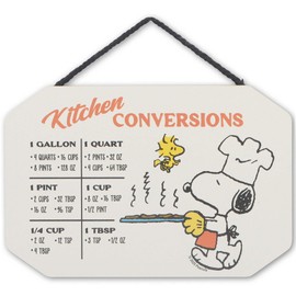 Peanuts Snoopy and Woodstock Hanging Wood Measuring Sign - Fun Chef Snoopy Kitchen Conversion Chart for Home