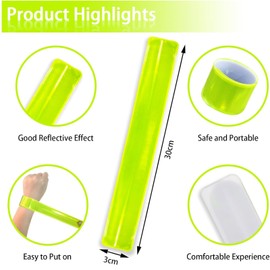 RSYHVG Reflective Bands Snap Bracelets, Reflective Strips Children, Safety Tape Reflective for School Bags, Keys, Prams, Hiking, Joggers and Cyclists, Snap Bands, Joggers Bag