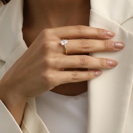 Engagement Rings for Women 14K Gold Plated Pear Cubic Zirconia Ring Dainty Gold Promise Ring Wedding Band Rings for Women Trendy Gold Jewelry