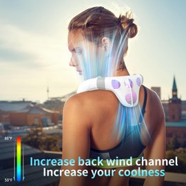 PluvoFan Neck Fan Back-Windy 6000mAh with Cooling Plate Cold Compress Bladeless Portable Thermo-Electric Cooler Rechargeable Holiday Essentials for Women Men Outdoor Camping Gardening Walking(White)