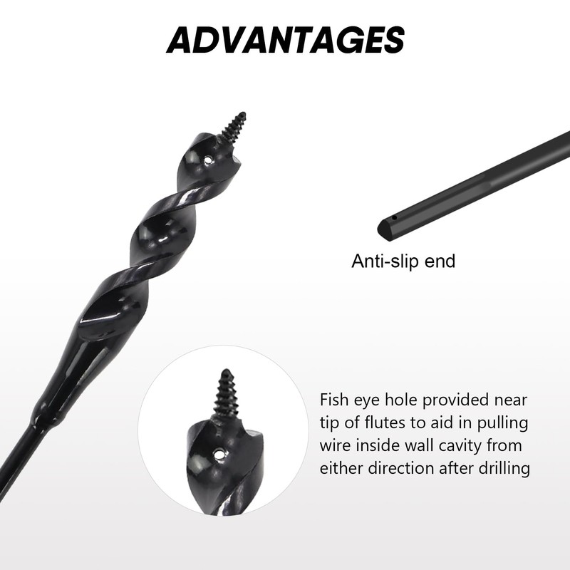 HANSHAN 54× 3/16 ×9/16 Head Flexible Installer Drill Bit Fish