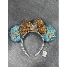 JAKAWIN Light Up Mouse Ears Headband Glowing Bow Headband Costume Hair Accessories for Women (3 Gold Bow)