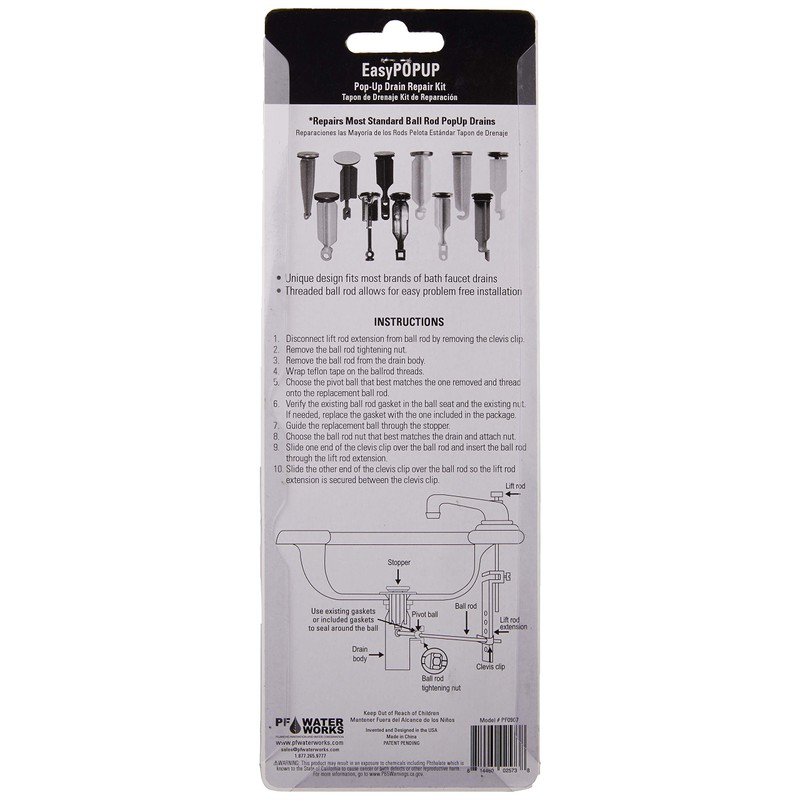 PF WaterWorks PF0907 Pop-Up Drain Repair Kit - Threaded Adjustable