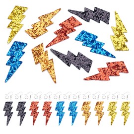 Beadthoven DIY 5 Pairs Faux Leather Lightning Bolt Earring Charms Pendants Mixed Glitter Sequins Lightning Earrings Dangle Earring Making Kits with Earring Hooks Jump Rings for Women Jewelry Making