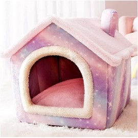 Linghe Fun Cat House Cat Nest Fully Enclosed Comfortable Warm Cat House Removable and Washable House Cat and Dog House Four Seasons Applicable (F,M)
