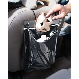 MUPEAK Disposable Car Trash Bags Hanging (Set of 15, Black) - Large 15 x 12Inches, Recycled Car Garbage Bags with Leak-Proof & Smell-Proof, Multipurpose Automobile Trash Container Perfect Car Fit