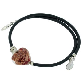 GlassOfVenice Murano Glass Venetian Glamour Heart Bracelet - Red Sparkles