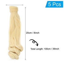 PATIKIL 20CM Doll Hair Wigs, 5 Pcs High Temperature Silk Curly Wig Hair Extension Accessories for Doll Hair Making Kit DIY Handmade, Light Yellow-Gray