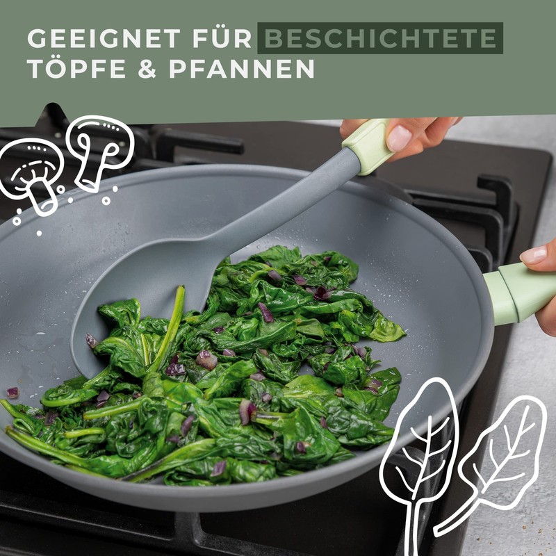 FACKELMANN Serving Spoon 32 cm, Plastic, Mint Green/Light Grey, 330