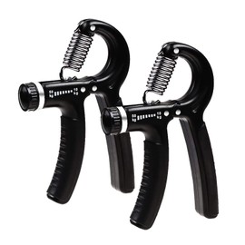 IDEAPRO 2pcs Adjustable Hand Grip Exerciser (10-50kg) - Strengthen Grip, Hand Squeezer, Forearm Grip, Hand Exercise, Gripper, Finger Strengthener (Black)