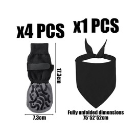 4 Black Caterpillar Shoes And Socks And 1 Black Saliva Towel, Non-Slip Pet Socks, Breathable Pet Socks, Pet Supplies