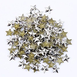 Beadsland Hotfix Iron On, Flat Back Stars Studs - 1/4" Flatback Glue on Studs 300pcs (Silver, 12x12mm)