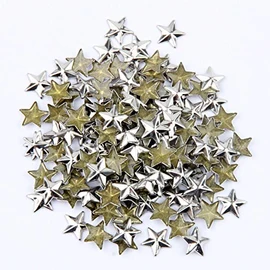 Beadsland Hotfix Iron On, Flat Back Stars Studs - 1/4" Flatback Glue on Studs 300pcs (Silver, 12x12mm)