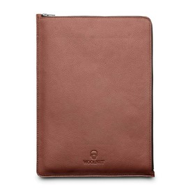 WOOLNUT Leather & Wool Folio Zipper Sleeve Case Cover, for Dell XPS 15 2020 (9500) and MacBook Pro 15 inch - Cognac Brown