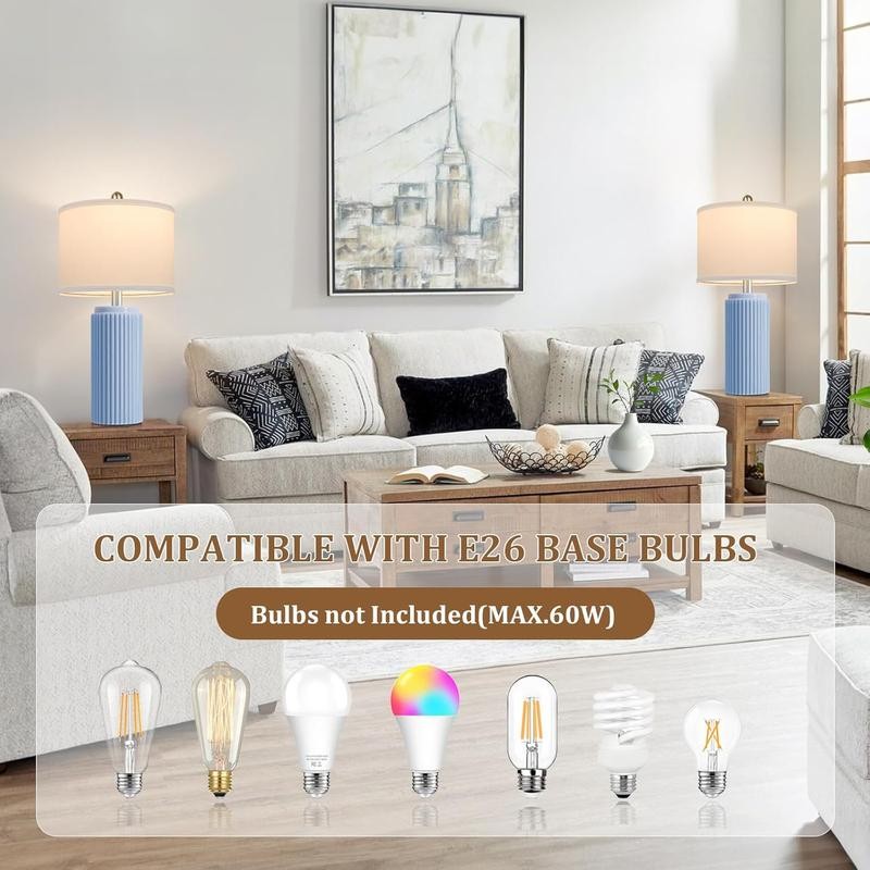 23.5’’ Farmhouse Table Lamps for Living Room Set of 2,