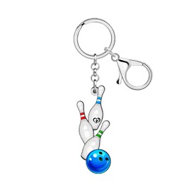 BAMAY Acrylic Bowling Accessories Cute Bowling Keychain Keyring Sports Gifts for Women Kids Backpack Boys Girls Purse Charms (White)
