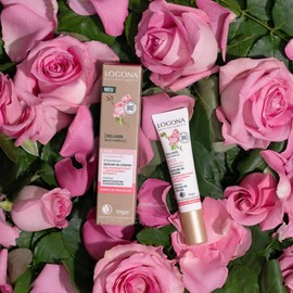 LOGONA Naturkosmetik Firming Serum-In Cream Eye Cream, Moisturising Cream for a Smoothed Eye Area, Vegan Eye Care with Collagen and Organic Rose Extract, Moisture Lift, 15 ml