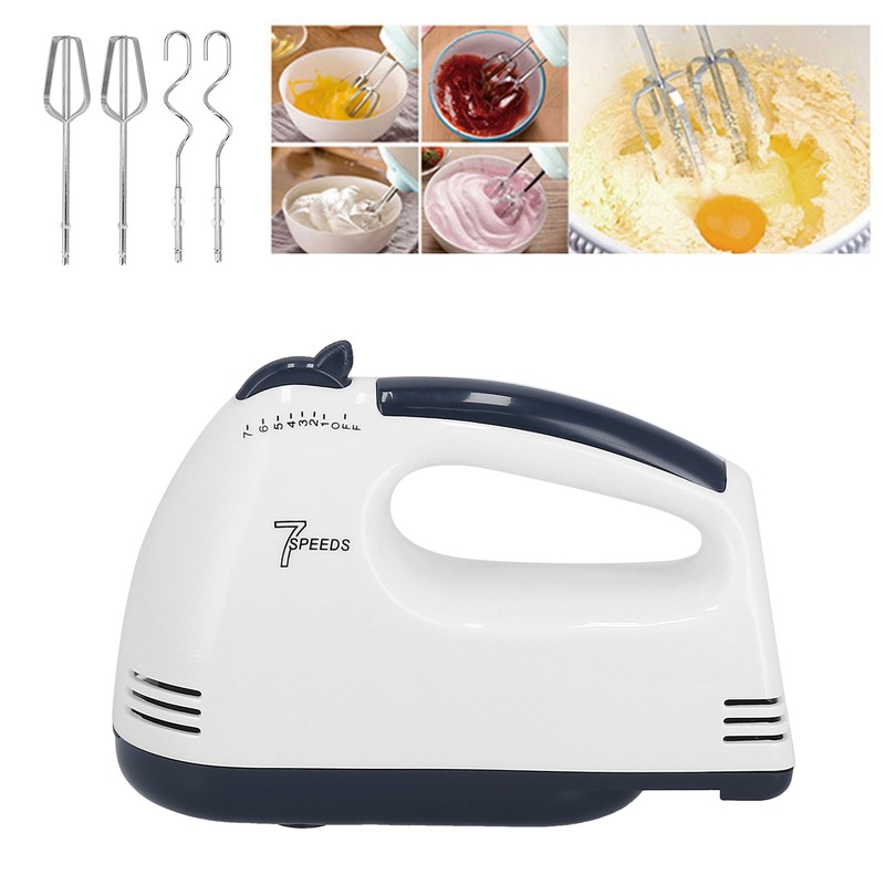 Hand Mixer Portable 7 Gears Lightweight White Stainless Steel Electric