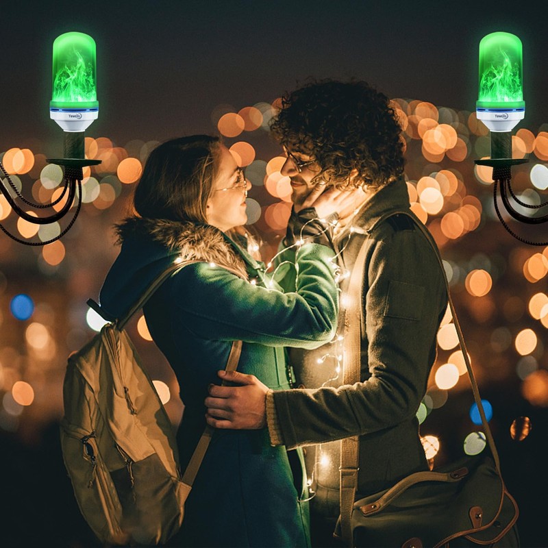 Yewclls LED Flame Effect Light Bulb, 4 Modes E26 Base