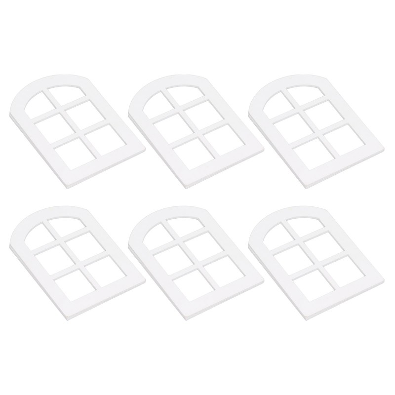 6PCS Dollhouse Windows Miniature Window Frame Ornament 1:12 Scale Dollhouse