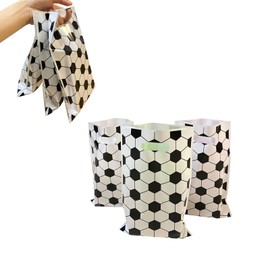30pcs Soccer Gift Bags Plastic Soccer Goodie Goody Treat Snack Candy Bags Soccer Present Party Favor Bags Soccer Party Bags for Team Teens Games Sports Events Supplies (White)