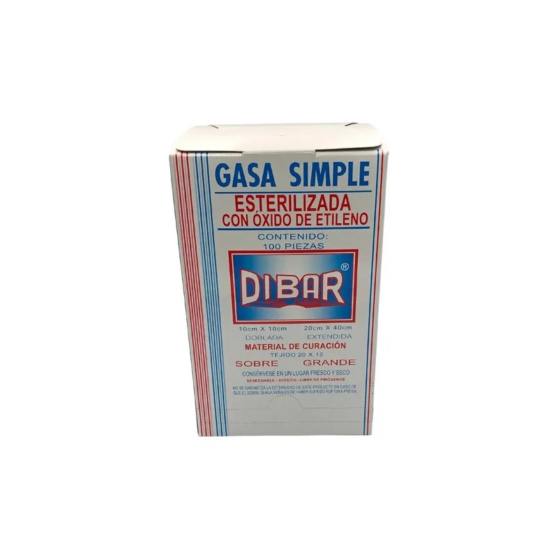 Gasa Simple Esteril Dibar 10x10 Cm Sobre Gde Caja 100