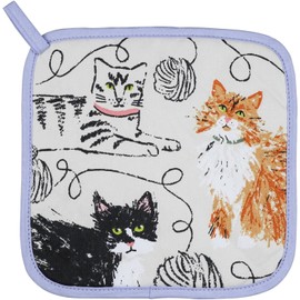 Ulster Weavers - Cat Pot Mat/Pot Holder (21 x 21cm) - 100% Cotton - Cotton Trivet with Cats - Cat Print Pot Mat - For Hot Pan Mat - Trivets for Hot Pans - Cat Kitchen Accessories - Cat Lovers Gifts
