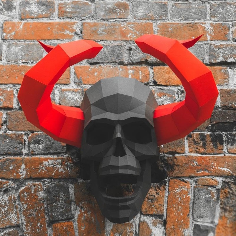 Papercraft World 3D PAPERCRAFT WALLRT SKL, Paper, Horned Skull