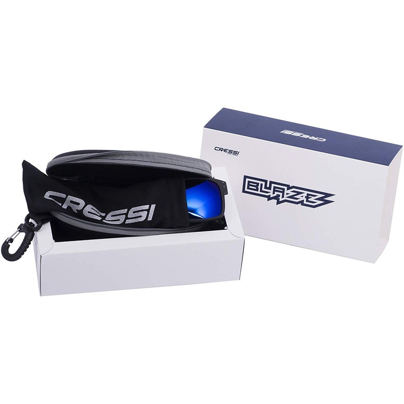 Cressi Unisex Blaze Sunglass - Matt Black/Mirrored Lens Orange, One