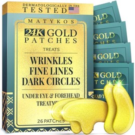 Máscara de arrugas de oro de 24 quilates y parches de frente – Almohadillas de gel de colágeno de ácido hialurónico de 13 x 13 pulgadas que ayudan a r