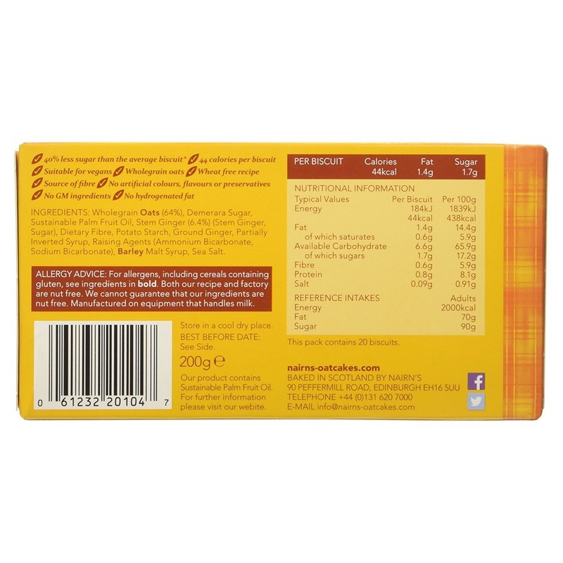 Nairns - Oat Biscuits - Stem Ginger - 200g