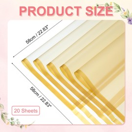 PATIKIL 20 Sheets Flower Wrapping Paper, Frosted Waterproof Bouquet Wrapping Paper Florist Supplies Packaging Paper for DIY Crafts Wedding Birthday Gift, Gold