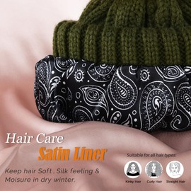 FURTALK Womens Beanie Satin Lined Knitted Beanie with Pom Winter Hats for Women (Green)