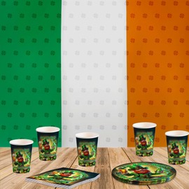 St Patricks Day Party Tableware Set Plates Cups & Napkins, Birthday Bachelor Stag Decorations-Shenanigans Festive Supplies-Leprechaun - Pack of 6