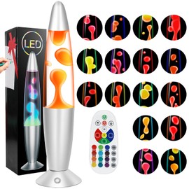 Besight Liquid Motion Lamps with Remote, 17 Colors Changing Night Light 13.5 Inch RGB LED Table Lamp Relaxing Lamp for Kids Adults, LED Night Lights Lamp for Home Decor Christmas,Party,Orange Wax