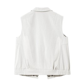 Dokotoo Fall Vests for Women 2025 Fashion Turn-down Collar Button-down Sleeveless Travel Cargo Jacket Shacket with Pockets White Small