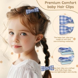 Baby Hair Clips,10Pcs 2" Fully Lined Hair Bow Clips for Babies, Hair Bows Cotton Hair Accessories for Baby,Toddlers, and Little Girls (Blue)