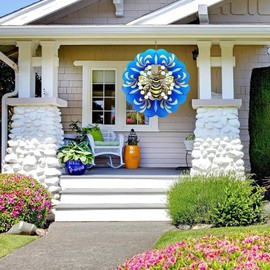 Eleqldwen Bee Wind Spinners 3D Hanging Wind Spinner Bee Ornament Gifts, Iron Wind Sculpture for Outdoor&Indoor Decor