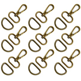 YIEN-SmallBB 20 pcs 1" Swivel Snap Fashion Clips Lobster Clasp Claw Swivel with D-Rings for Purse Strap Bag Making (Antique Brass)