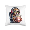 Gamer Lemur Popcorn Gaming Chair Headphones Games Player Throw Pillow