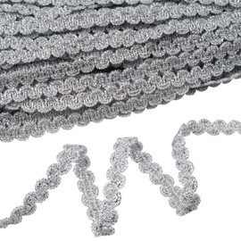 Rick Rack - Cinta de encaje trenzado con borde metálico de 20 yardas de encaje trenzado para manualidades, costura (plateada)