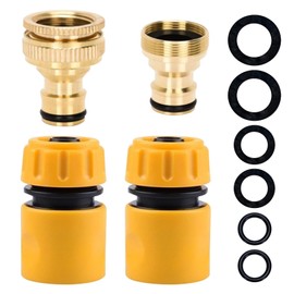 Universal Hose Connector Set (G1/2" & 3/4") - Brass Tap Adapter for Kitchen Sink to Garden Hose, Instant Quick Connect with Rubber Washer - Outdoor/Indoor Anti-Leak for Mixer Taps & Hosepipes